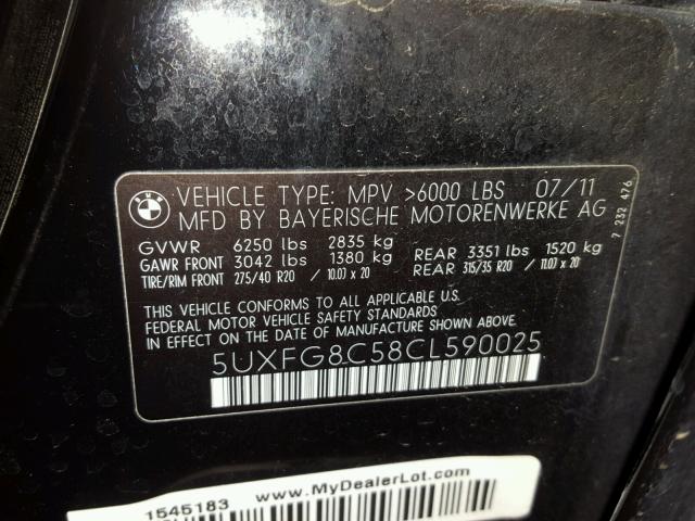 5UXFG8C58CL590025 - 2012 BMW X6 XDRIVE5 Қара фото 10