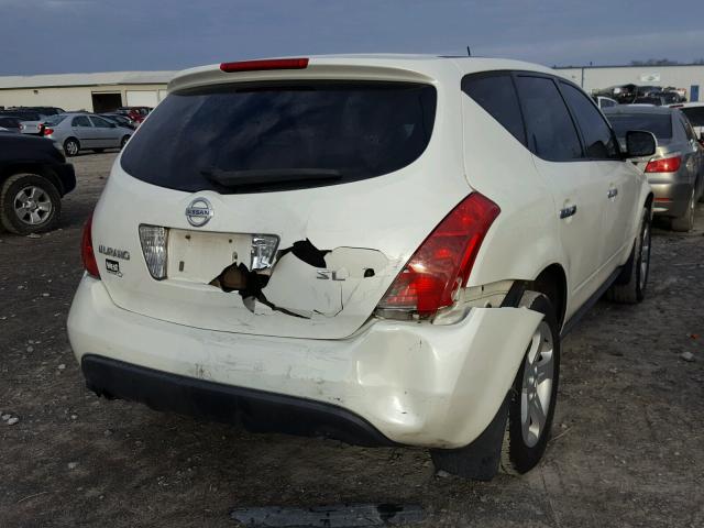 JN8AZ08T94W225582 - 2004 NISSAN MURANO SL WHITE photo 4