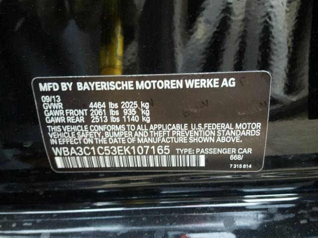 WBA3C1C53EK107165 - 2014 BMW 328 I SULE BLACK photo 10