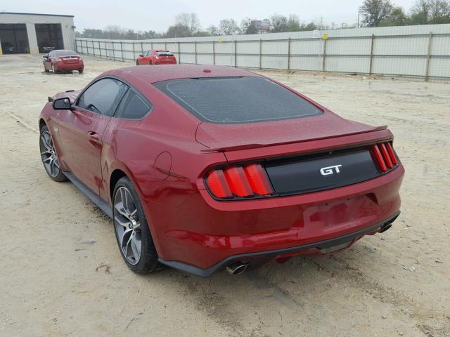 1FA6P8CF0F5325933 - 2015 FORD MUSTANG GT MAROON photo 3