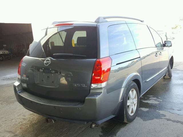 5N1BV28U94N319334 - 2004 NISSAN QUEST S GRAY photo 4