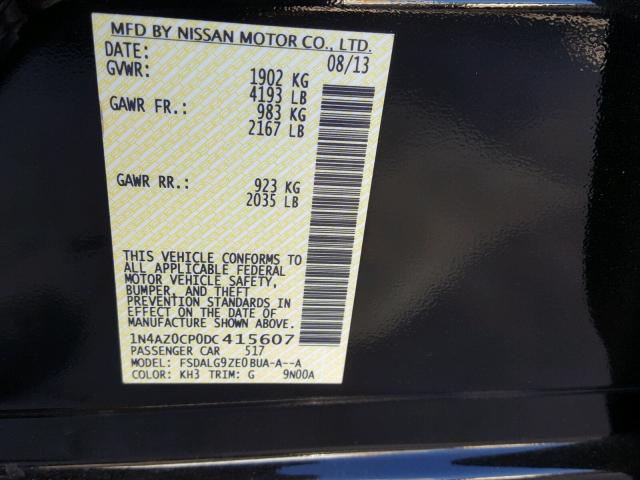 1N4AZ0CP0DC415607 - 2013 NISSAN LEAF S BLACK photo 10