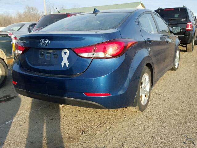 KMHDH4AE9GU568192 - 2016 HYUNDAI ELANTRA SE BLUE photo 4