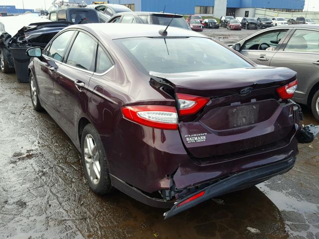 3FA6P0H7XDR107432 - 2013 FORD FUSION SE MAROON photo 3