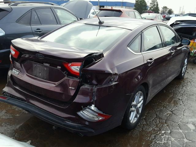 3FA6P0H7XDR107432 - 2013 FORD FUSION SE MAROON photo 4