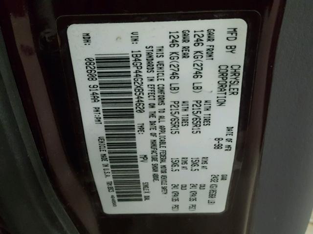 1B4GP44G2XB544620 - 1999 DODGE GRAND CARA PURPLE photo 10