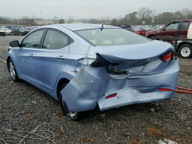 KMHDH4AE0DU521385 - 2013 HYUNDAI ELANTRA GL BLUE photo 3