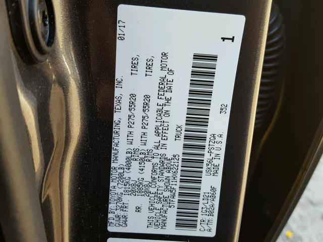 5TFAW5F11HX622125 - 2017 TOYOTA TUNDRA CRE GRAY photo 10