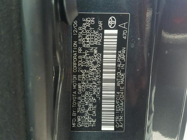 JTKDE167370197052 - 2007 TOYOTA SCION TC Mavi foto 10