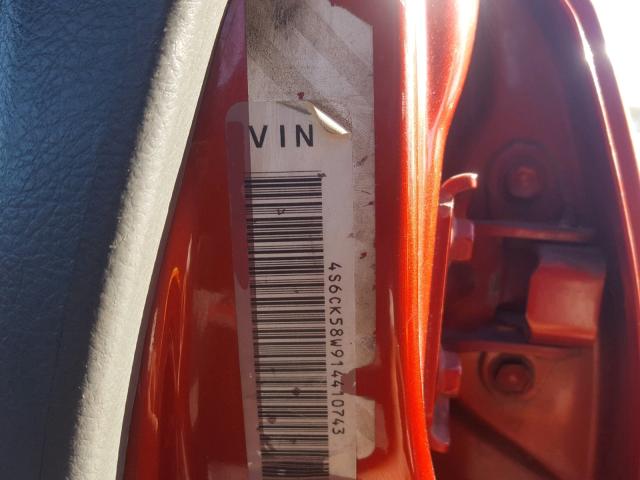 4S6CK58W914410743 - 2001 HONDA PASSPORT E ORANGE photo 10