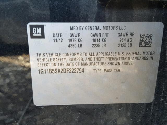 1G11B5SA2DF222794 - 2013 CHEVROLET MALIBU LS Qara foto 10