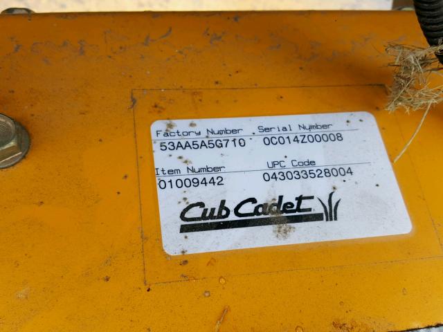 0C014Z00008 - 2004 CUB CADET YELLOW photo 10