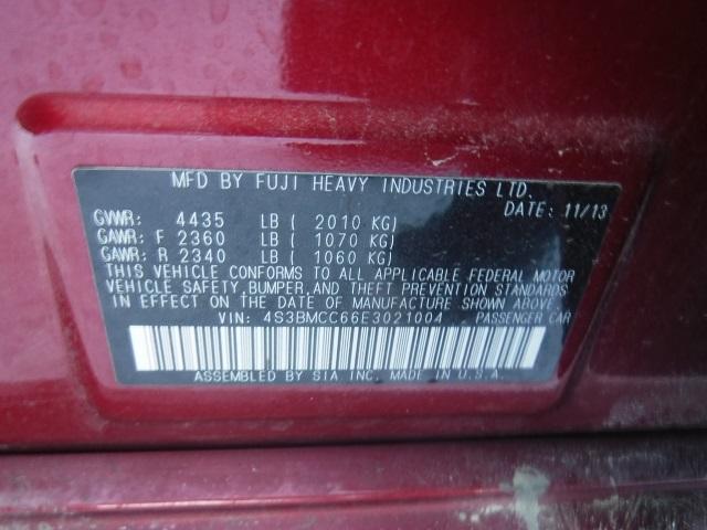 4S3BMCC66E3021004 - 2014 SUBARU LEGACY 2.5 RED photo 10