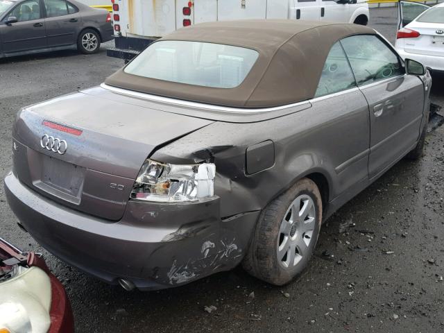 WAUAT48H54K008891 - 2004 AUDI A4 3.0 CAB GRAY photo 4