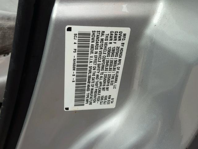 5FNRL18844B149453 - 2004 HONDA ODYSSEY EX SILVER photo 10