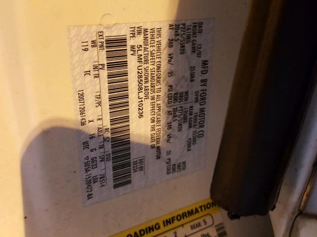 5LMFU28508LJ10236 - 2008 LINCOLN NAVIGATOR 白色 照片 10