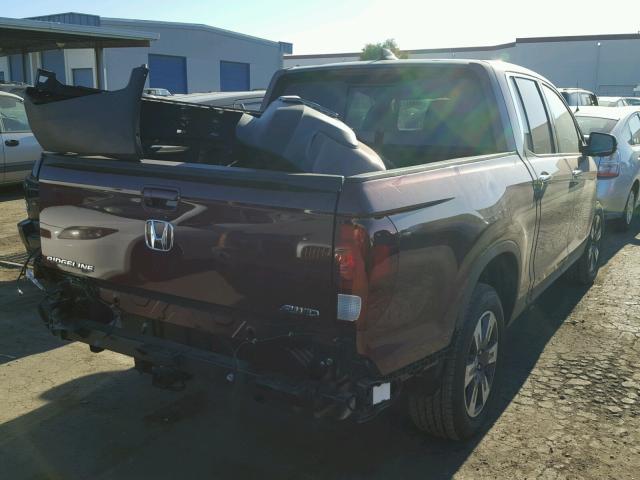 5FPYK3F75HB029971 - 2017 HONDA RIDGELINE BURGUNDY photo 4