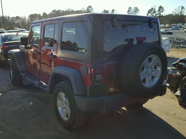 1J4BA3H19BL575388 - 2011 JEEP WRANGLER U BURGUNDY photo 3