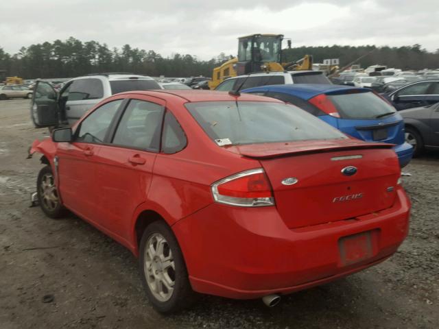 1FAHP35N58W254287 - 2008 FORD FOCUS SE RED photo 3