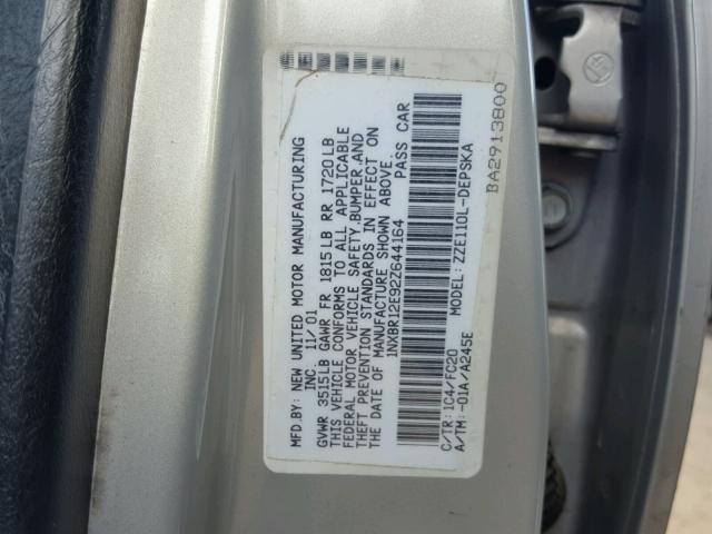 1NXBR12E92Z644164 - 2002 TOYOTA COROLLA CE SILVER photo 10