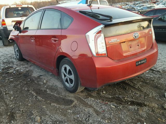 JTDKN3DU7F0397319 - 2015 TOYOTA PRIUS RED photo 3