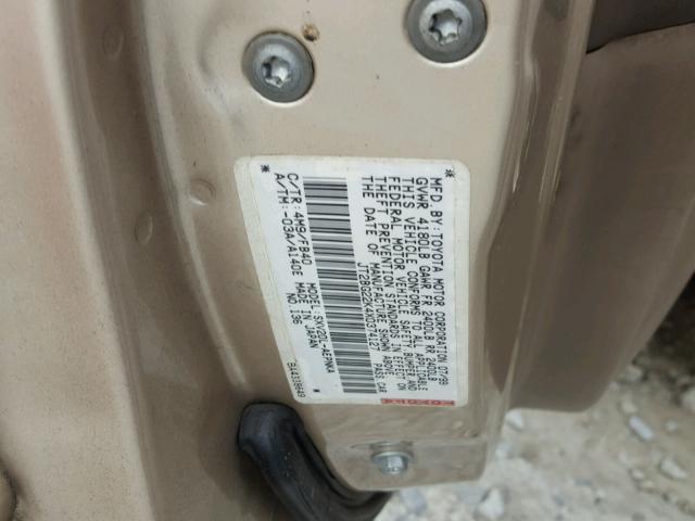 JT2BG22K4X0374127 - 1999 TOYOTA CAMRY LE BEIGE photo 10