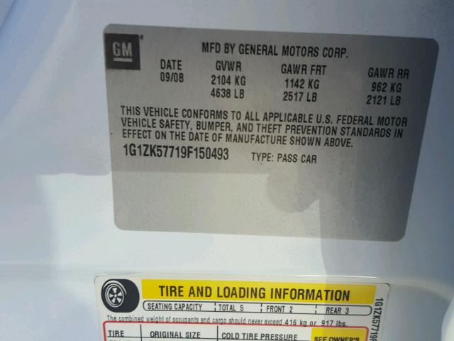 1G1ZK57719F150493 - 2009 CHEVROLET MALIBU LTZ 白色 照片 10