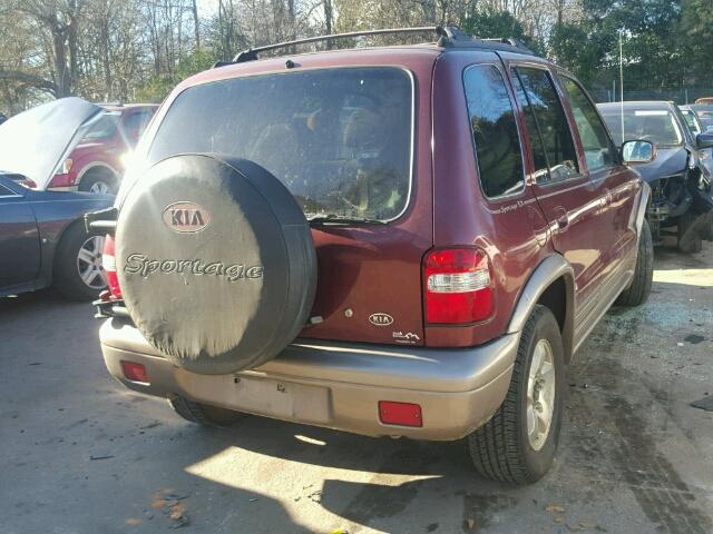 KNDJB723715040241 - 2001 KIA SPORTAGE BURGUNDY photo 4