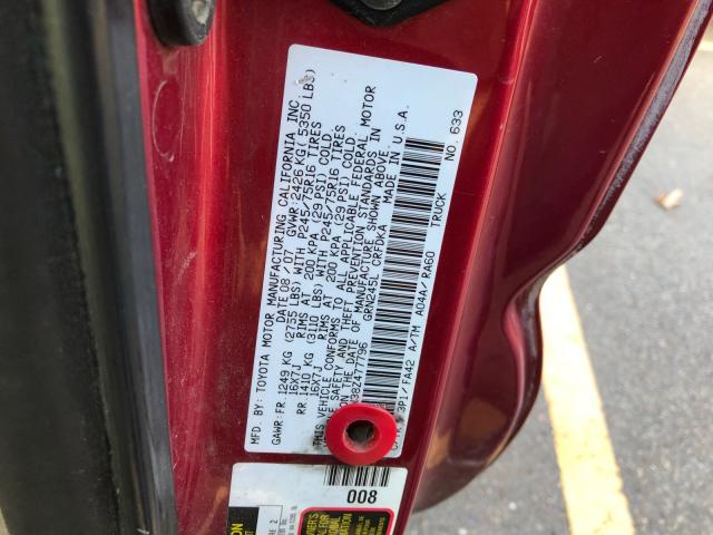 5TEUU42N38Z477796 - 2008 TOYOTA TACOMA ACC RED photo 10