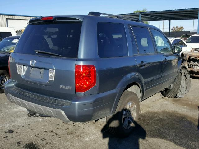 2HKYF18505H539283 - 2005 HONDA PILOT EXL BLUE photo 4