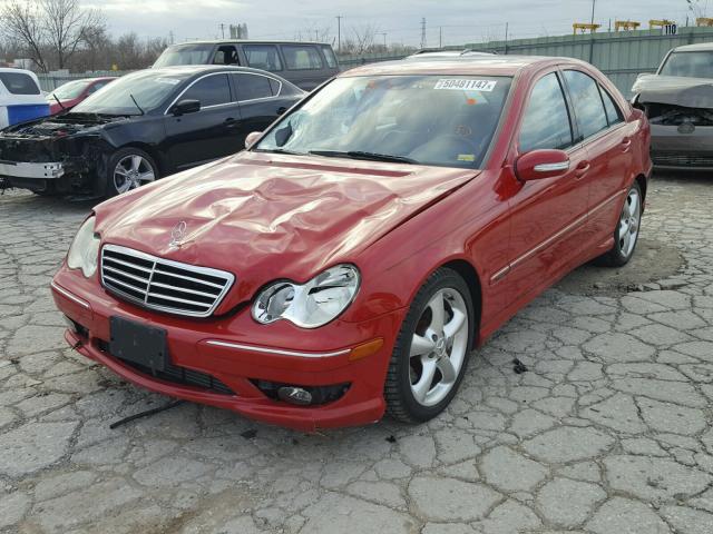 WDBRF40J75F623687 - 2005 MERCEDES-BENZ C 230K SPO RED photo 2