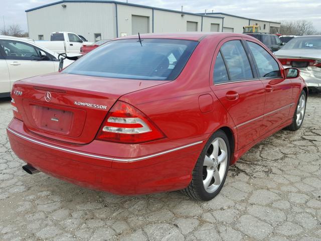 WDBRF40J75F623687 - 2005 MERCEDES-BENZ C 230K SPO RED photo 4