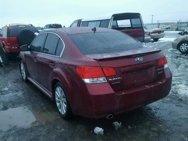 4S3BMBL65B3222737 - 2011 SUBARU LEGACY 2.5 BURGUNDY photo 3