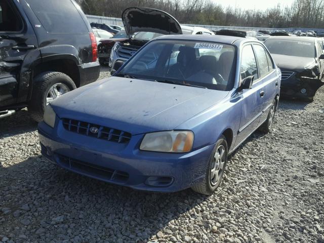 KMHCG45C31U225697 - 2001 HYUNDAI ACCENT GL BLUE photo 2