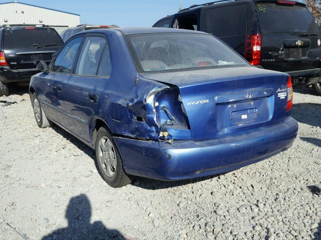 KMHCG45C31U225697 - 2001 HYUNDAI ACCENT GL BLUE photo 3