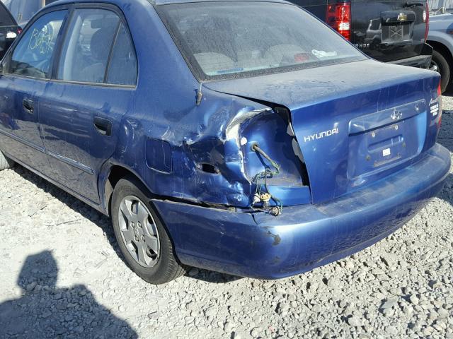 KMHCG45C31U225697 - 2001 HYUNDAI ACCENT GL BLUE photo 9