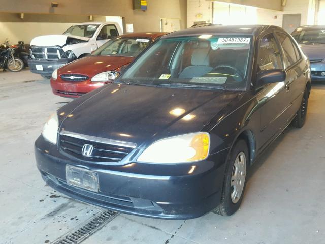 1HGES16542L007156 - 2002 HONDA CIVIC LX BLACK photo 2