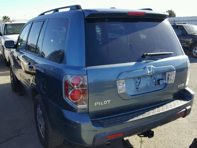 5FNYF187X8B034761 - 2008 HONDA PILOT EXL BLUE photo 3