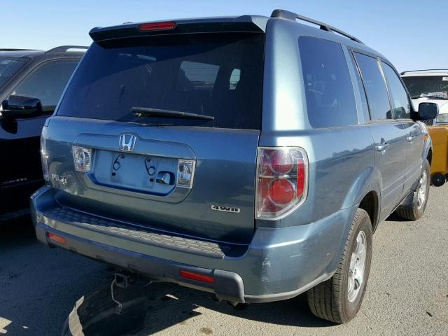 5FNYF187X8B034761 - 2008 HONDA PILOT EXL BLUE photo 4