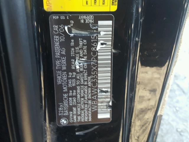 WBAWC335X7PC86158 - 2007 BMW 328 XI BLACK photo 10