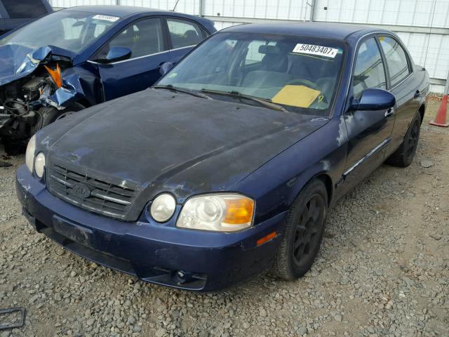 KNAGD128645334096 - 2004 KIA OPTIMA LX BLUE photo 2