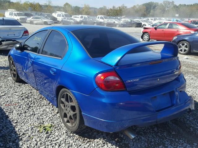 1B3ES66S34D503565 - 2004 DODGE NEON SRT-4 BLUE photo 3