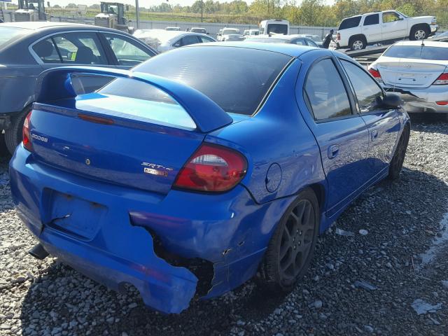 1B3ES66S34D503565 - 2004 DODGE NEON SRT-4 BLUE photo 4