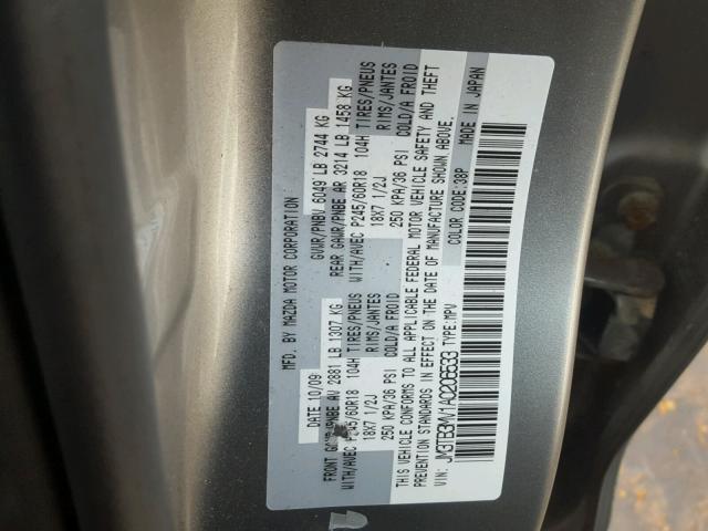 JM3TB3MV1A0206533 - 2010 MAZDA CX-9 SILVER photo 10