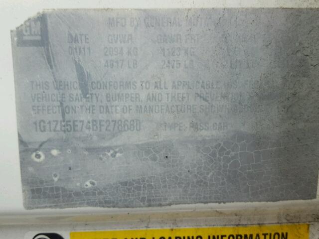 1G1ZE5E74BF278680 - 2011 CHEVROLET MALIBU LTZ 白色 照片 10