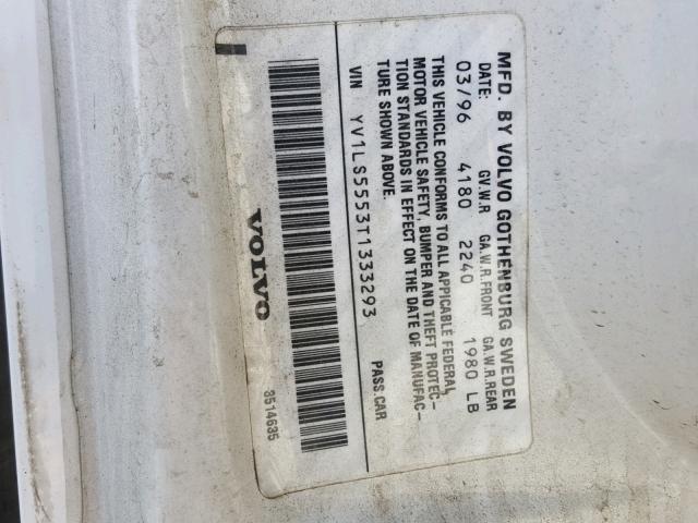 YV1LS5553T1333293 - 1996 VOLVO 850 BASE WHITE photo 10