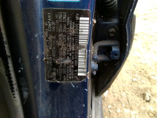 KM8JN12D45U093127 - 2005 HYUNDAI TUCSON GLS BLUE photo 10