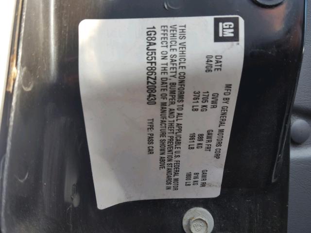 1G8AJ55F86Z208430 - 2006 SATURN ION LEVEL SILVER photo 10