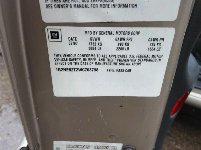 1G2NE52T2WC703798 - 1998 PONTIAC GRAND AM S თაფლისფერი ფოტო 10