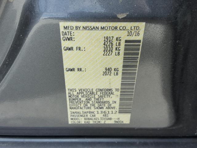 1N4AL3AP8HC136112 - 2017 NISSAN ALTIMA 2.5 GRAY photo 10